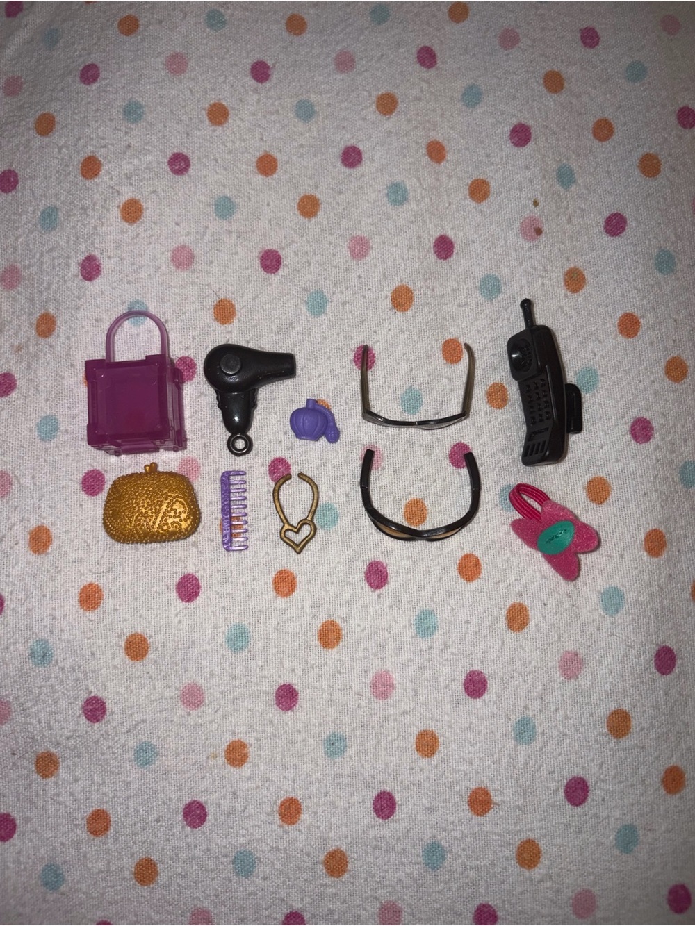 Barbie Doll Accessory Lot Purse Sunglasses Hair Dryer Phone Jewelry Replacement